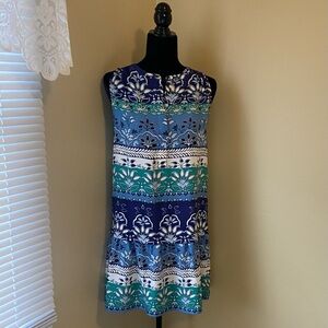 LOFT Blue and Green Floral Mini Dress